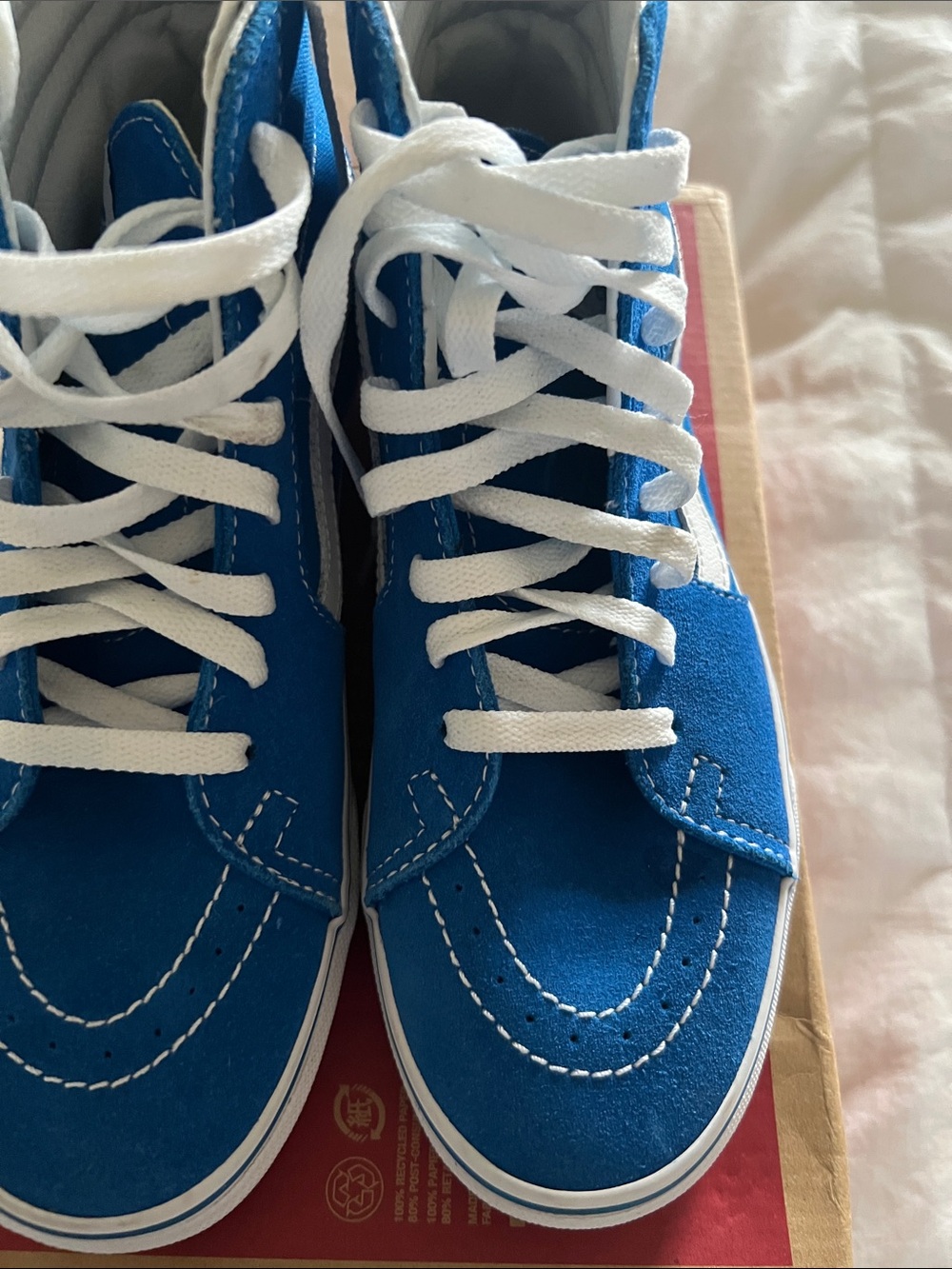 Women Blue High-Top Skate Sneakers - Classic Lace-Up